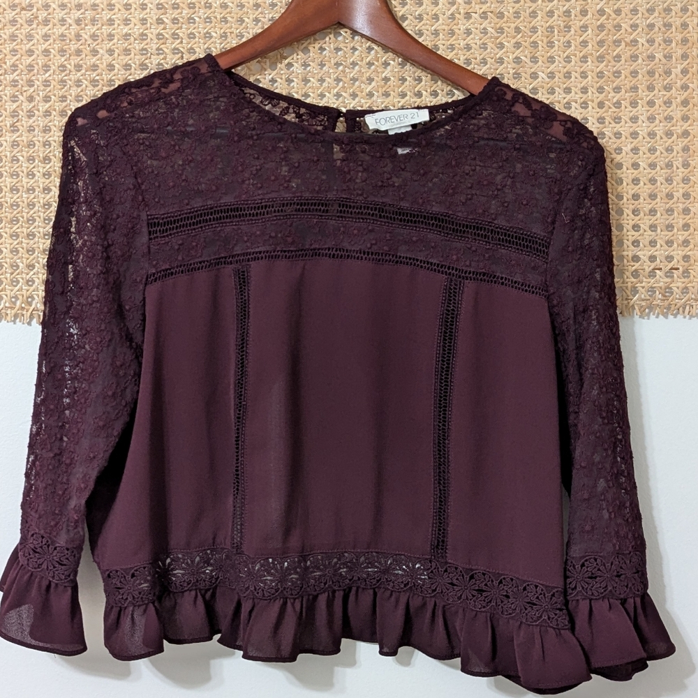 Forever 21 Lace and Ruffle Top - Picture 3 of 6